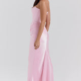 Stella | Strapless Satin Structured Bodice Maxi Dress