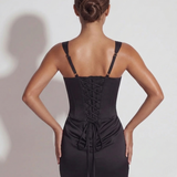 Chantal | Midnight Structured Lace-Up Maxi Dress