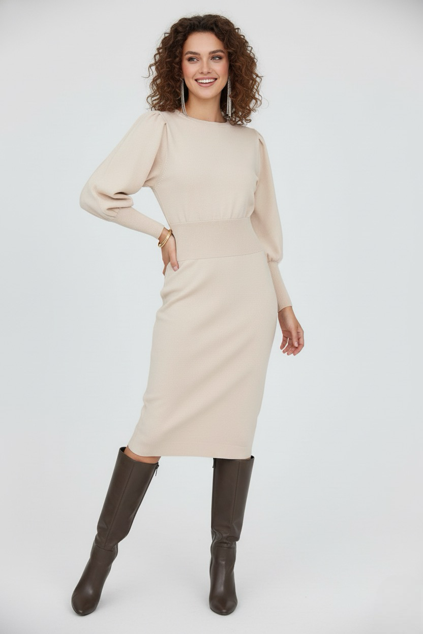 Celeste | Classy Balloon Sleeve Dress - Isabel Lavigne