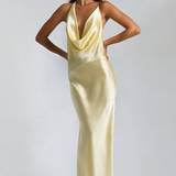 Lilly | Cowl Neck Open Back Satin Maxi Dress