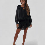 Velvet | Lustrous Black Velvet Mini Dress