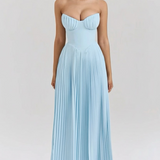 Sienna | Underwired A-Line Pleated Strapless Maxi Dress