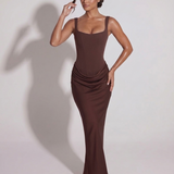 Chantal | Midnight Structured Lace-Up Maxi Dress
