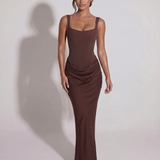 Chantal | Midnight Structured Lace-Up Maxi Dress