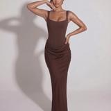 Chantal | Midnight Structured Lace-Up Maxi Dress