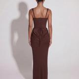 Chantal | Midnight Structured Lace-Up Maxi Dress