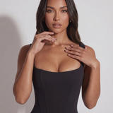 Chantal | Midnight Structured Lace-Up Maxi Dress