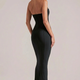 Clara | Halter Sweetheart Midi Sculpting with Fluted Hem Dress