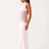 Shelly | Stretchy Round NeckBackless Laced Maxi Dress