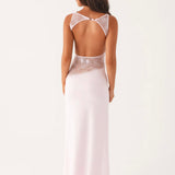Shelly | Stretchy Round NeckBackless Laced Maxi Dress