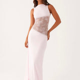 Shelly | Stretchy Round NeckBackless Laced Maxi Dress