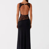 Shelly | Stretchy Round NeckBackless Laced Maxi Dress