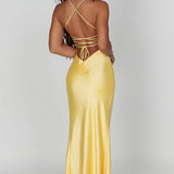 Daisy | Satin Plunge Maxi Dress with Thigh-High Split