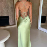 Daisy | Satin Plunge Maxi Dress with Thigh-High Split