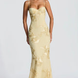 Justine | Underwired Corset Floral Appliqué Maxi Dress
