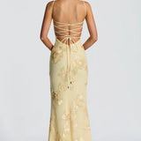 Justine | Underwired Corset Floral Appliqué Maxi Dress