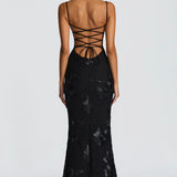 Soraya | Underwired Mesh Corset Floral Ribbon Maxi Dress
