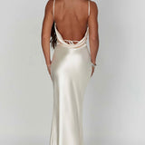Sarina | Cowl Neck Low Back Maxi Dress with Thigh-High Split