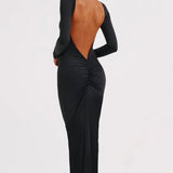 Vivienne | Sculpting Long Sleeve High Neck Open Back Maxi Dress