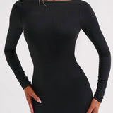 Vivienne | Sculpting Long Sleeve High Neck Open Back Maxi Dress