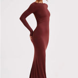 Vivienne | Sculpting Long Sleeve High Neck Open Back Maxi Dress