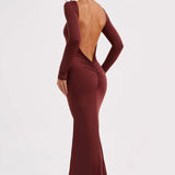 Vivienne | Sculpting Long Sleeve High Neck Open Back Maxi Dress