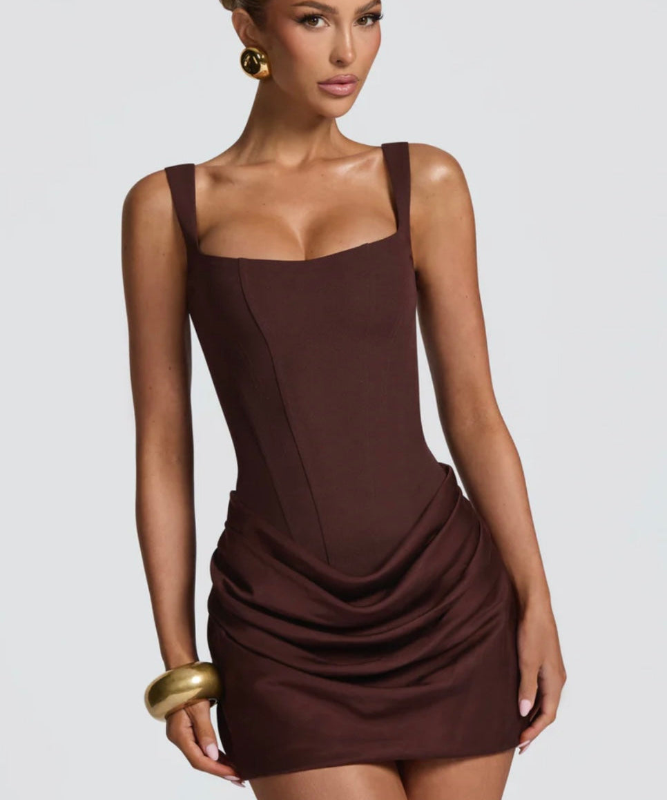 Lillian | Sculpted Crepe Corset Tailored Mini Dress