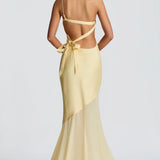 Feline | Bias-Cut Fluid Layered Skirt Sculpted Maxi Dress