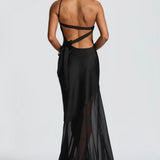 Feline | Bias-Cut Fluid Layered Skirt Sculpted Maxi Dress
