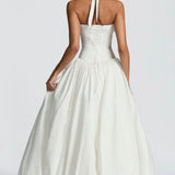 Rosalee | Sculpted Bodice Halter Maxi Dress with Side Split