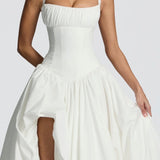 Rosalee | Sculpted Bodice Halter Maxi Dress with Side Split