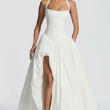 Rosalee | Sculpted Bodice Halter Maxi Dress with Side Split