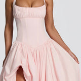 Rosalee | Sculpted Bodice Halter Maxi Dress with Side Split