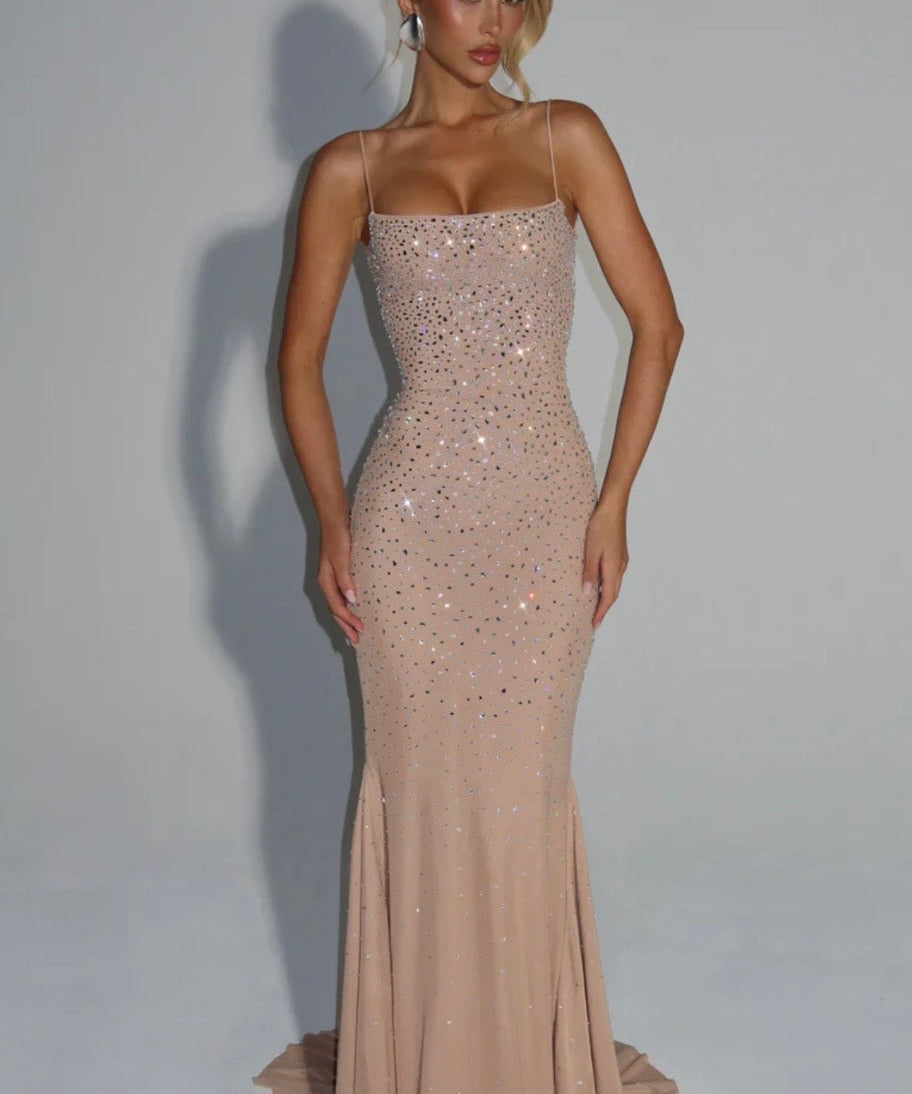 Josie | Sculpted Bodice Refined Opulence Shimmer Maxi Dress
