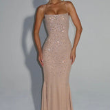 Josie | Sculpted Bodice Refined Opulence Shimmer Maxi Dress