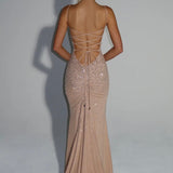 Josie | Sculpted Bodice Refined Opulence Shimmer Maxi Dress