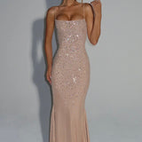 Josie | Sculpted Bodice Refined Opulence Shimmer Maxi Dress