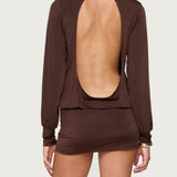 Noa | Long Sleeve Open Back Mini Dress