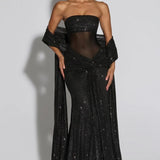 Giselle | Sculpted Silhouette Glittering Mesh Maxi Dress