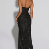 Giselle | Sculpted Silhouette Glittering Mesh Maxi Dress