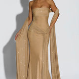 Giselle | Sculpted Silhouette Glittering Mesh Maxi Dress