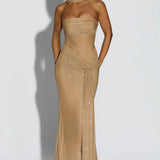 Giselle | Sculpted Silhouette Glittering Mesh Maxi Dress