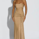 Giselle | Sculpted Silhouette Glittering Mesh Maxi Dress