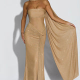 Giselle | Sculpted Silhouette Glittering Mesh Maxi Dress