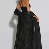Giselle | Sculpted Silhouette Glittering Mesh Maxi Dress