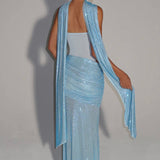 Estelle | Strapless Draped Panel Ruched Maxi Dress