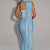 Estelle | Strapless Draped Panel Ruched Maxi Dress