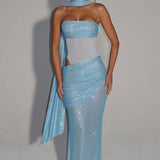 Estelle | Strapless Draped Panel Ruched Maxi Dress