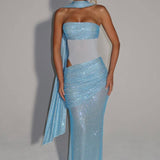Estelle | Strapless Draped Panel Ruched Maxi Dress