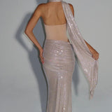 Estelle | Strapless Draped Panel Ruched Maxi Dress
